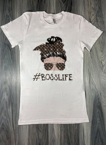 BOSS LIFE TEE - WHITE / BROWN